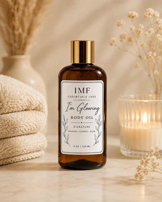 I'm Glowing Body Oil - candle and botanicals styling